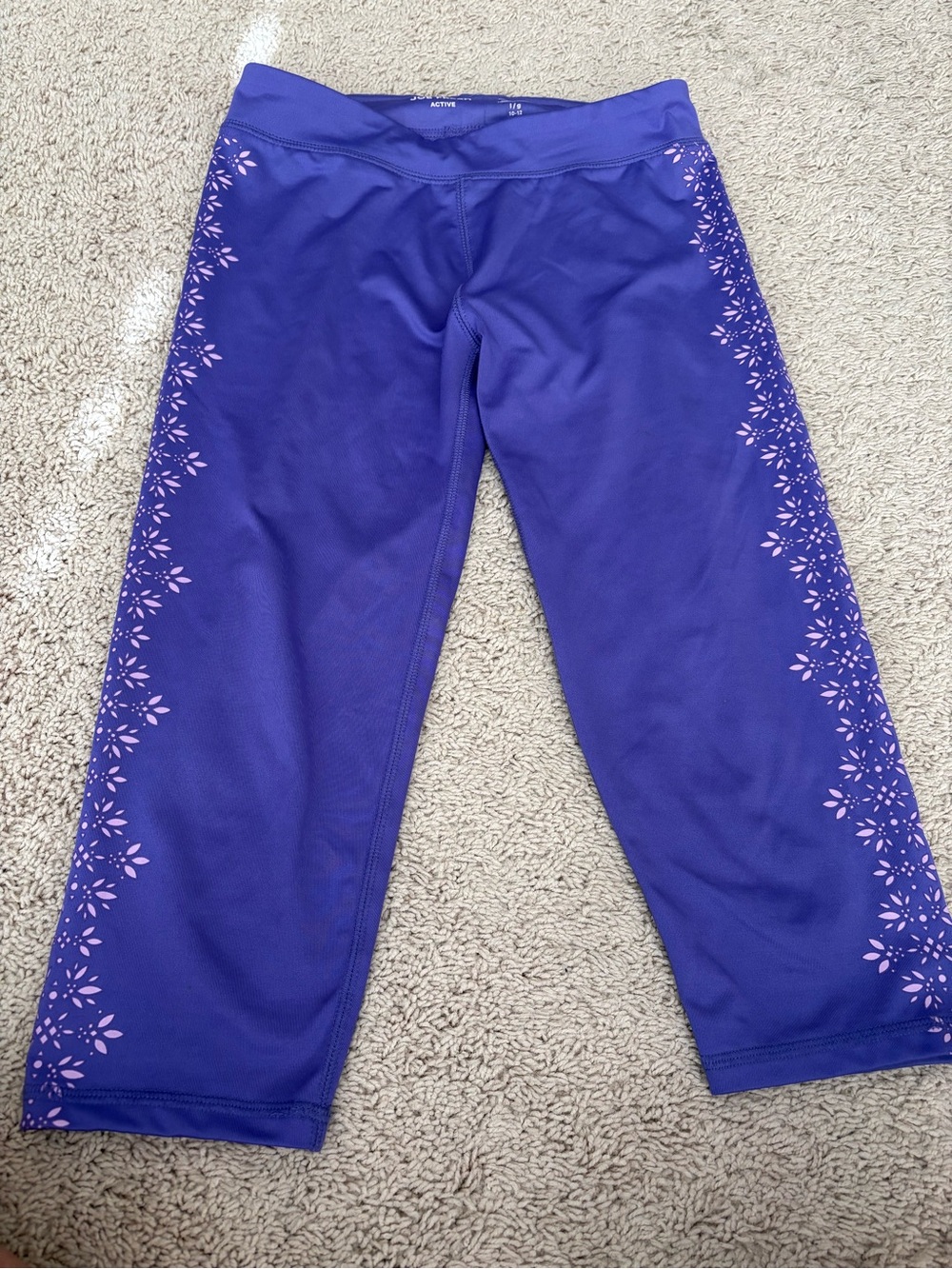 Joe Fresh Purple Active Capri Pants with Pink Side Print